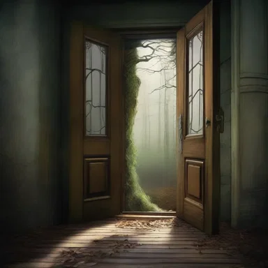 In the fantasy novel, the protagonist walked through a screen door and discovered a hidden realm on the other side.