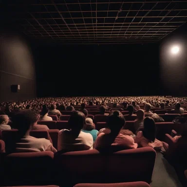 The audience sat in the darkened theater and watched the story unfold on the screen.