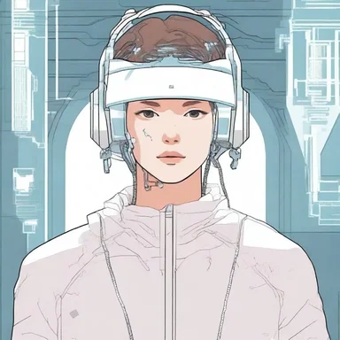 In the futuristic society, the protagonist wears a special device that can screen their thoughts and emotions from others.