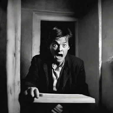 The protagonist was terrified as he screened for evidence of supernatural phenomena in the old haunted house.