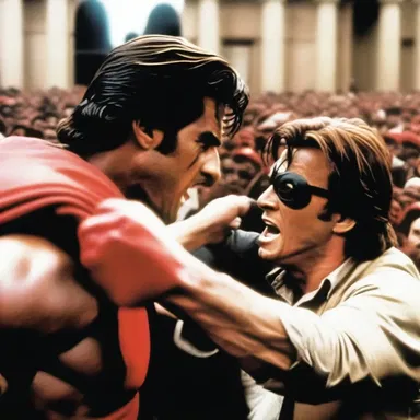 During the climactic scene of the action-packed blockbuster movie, the hero remonstrated with the villain, passionately arguing for justice and freedom.