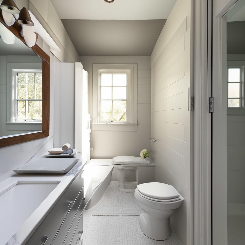 An optimized and well-appointed bathroom with a toilet that fits neatly within a 5.5x6.5 feet area.