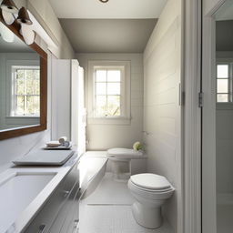 An optimized and well-appointed bathroom with a toilet that fits neatly within a 5.5x6.5 feet area.