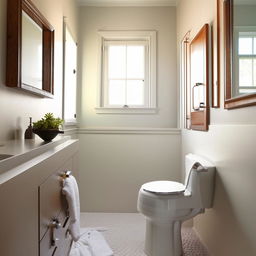 An optimized and well-appointed bathroom with a toilet that fits neatly within a 5.5x6.5 feet area.