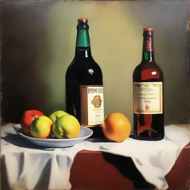 The artist captured the rich color and texture of the porter in the still life painting.