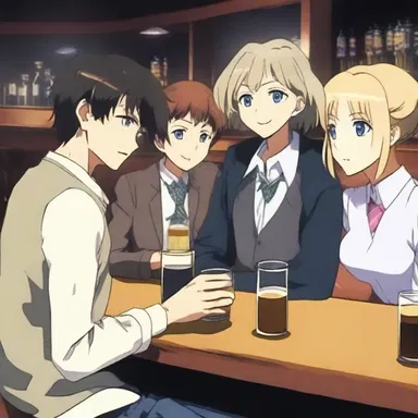 In the anime, the characters often gather at the local pub to enjoy a glass of porter.