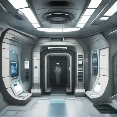 In the futuristic space station, the porter's role was to monitor the entrance to ensure only authorized personnel could enter.
