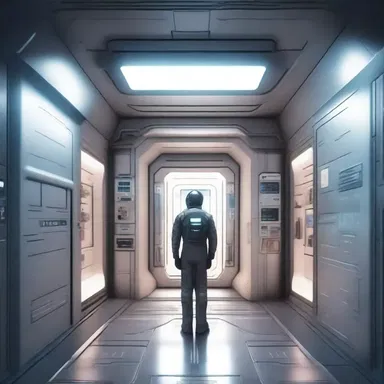 In the futuristic space station, the porter's role was to monitor the entrance to ensure only authorized personnel could enter.