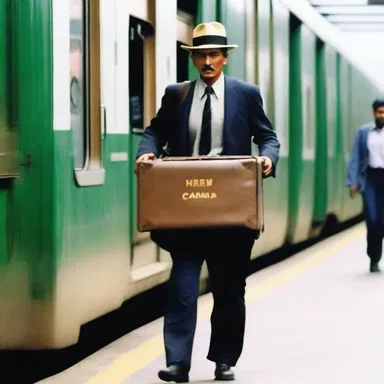The film showed a scene of a porter carrying luggage for the passengers on the train.