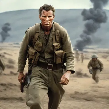 In the action-packed film, the fearless protagonist, portrayed by the renowned actor, seamlessly porter the heavy weaponry through the war-torn battleground.