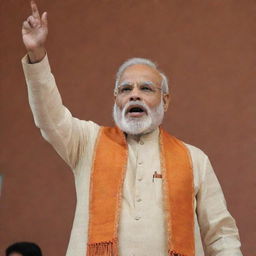 Narendra Modi portrayed as an Indian classical singer in traditional garb, holding a microphone and passionately singing.