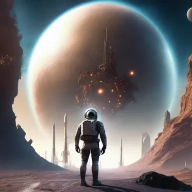 In the science fiction novel, the protagonist stands on the launchpad, ready to embark on a journey to explore a new planet.
