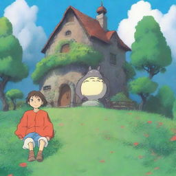 Generate an image of a character in the distinct and whimsical style of Studio Ghibli