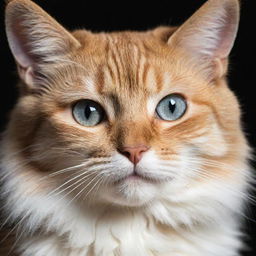 A finely detailed picture of a cat, with gleaming eyes, soft fur, and a playful demeanor.