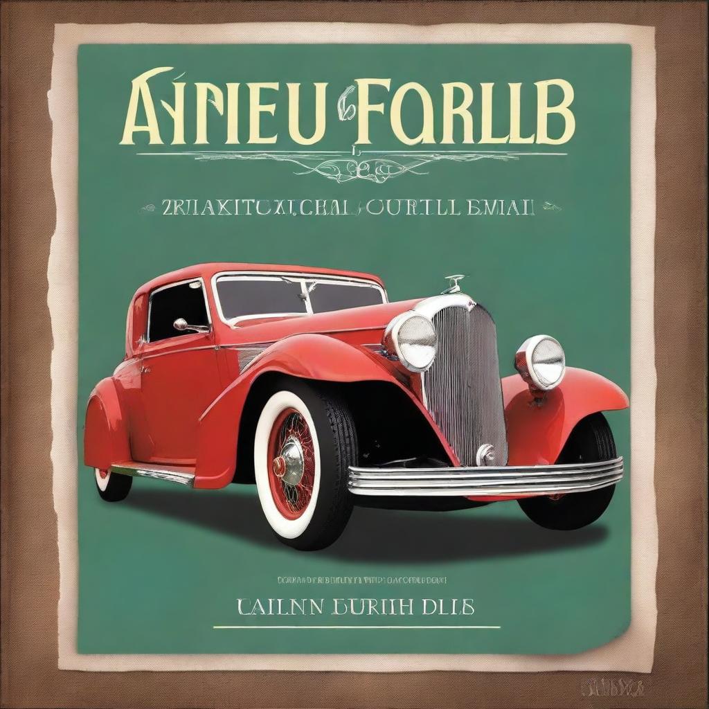 Create an ebook cover on the theme of antique car collecting