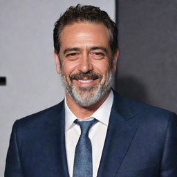 Actor Jeffrey Dean Morgan in a formal suit, with a confident, charming smile.