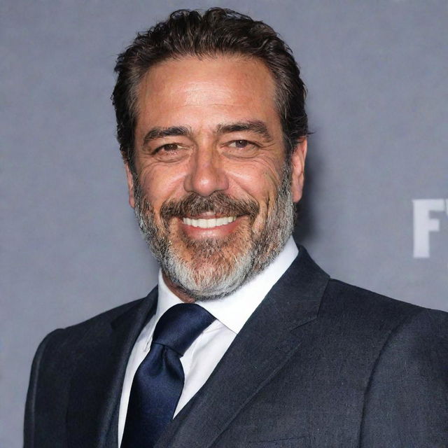 Actor Jeffrey Dean Morgan in a formal suit, with a confident, charming smile.