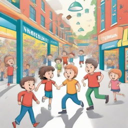 Create an image for a children's book titled 'The Mall Incident'