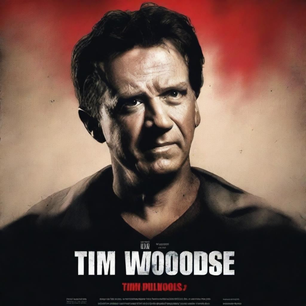 Create a movie poster for a fictional film titled "Tim Woods Must Die"