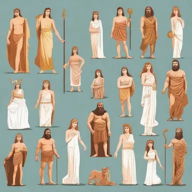 The cast of characters in Greek mythology includes gods, goddesses, demigods, and mythical creatures.
