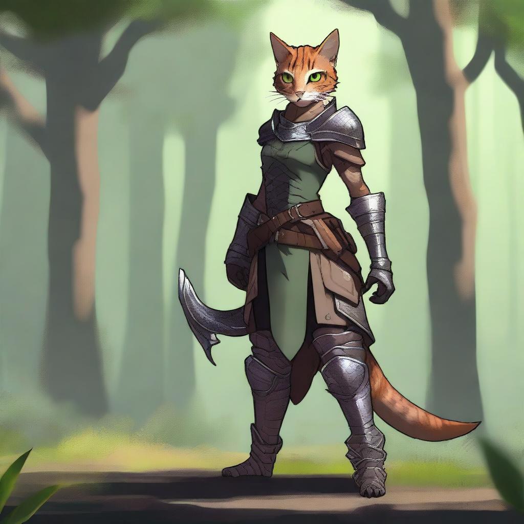 Generate an image of a female tabaxi drakewarden