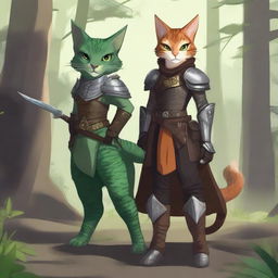 Generate an image of a female tabaxi drakewarden