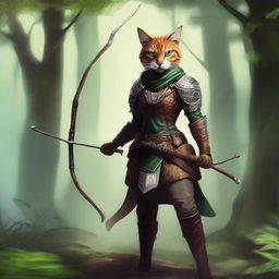 Create an image of a female tabaxi ranger who is also a drakewarden