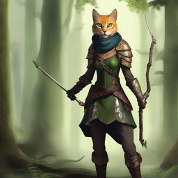 Create an image of a female tabaxi ranger who is also a drakewarden