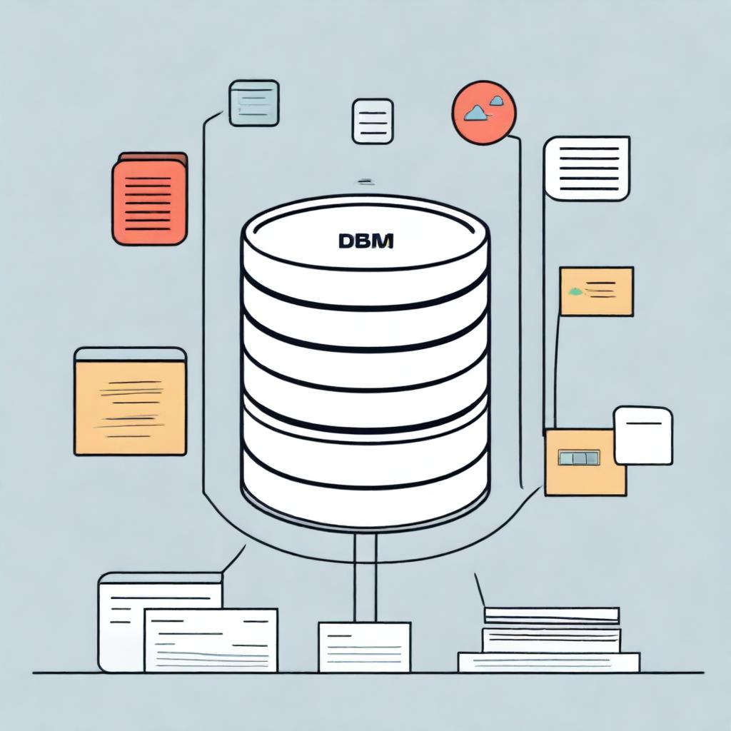 An image representing the concept of a Database Management System (DBMS), also known as СУБД in Russian