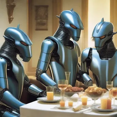 In the futuristic world depicted in the science fiction novel, scolions were sung by androids during banquets.