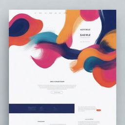 An artistic landing page with elegant design elements including abstract brush strokes and saturated colors with minimalist user interface and intriguing typography.