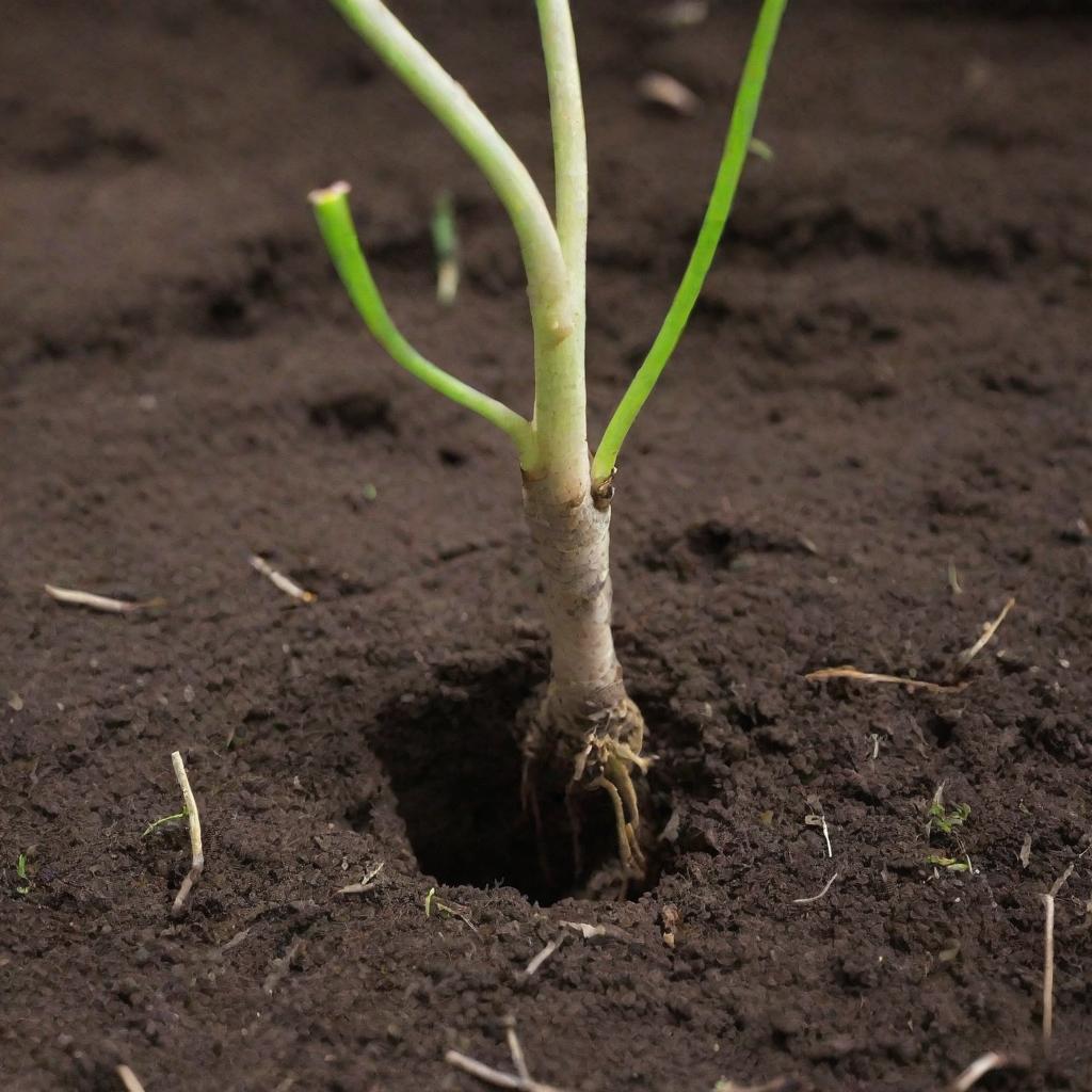 A close-up view of the roots during seed germination. Watch as the initial root, or radicle, emerges from the seed, reaching downwards into the warm, moist soil, symbolizing the inception of a new life.