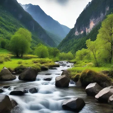 The headstream of the river starts high up in the mountains, just like a captivating cinematic experience that takes you on a journey.