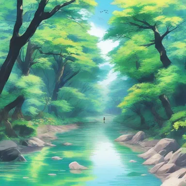 The headstream of this particular river carries the essence of nature's beauty just like the vivid and imaginative world of anime.