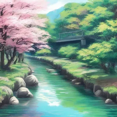 The headstream of this particular river carries the essence of nature's beauty just like the vivid and imaginative world of anime.