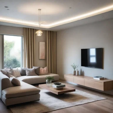 The decrescendo lighting scheme created a calming atmosphere in the living room.