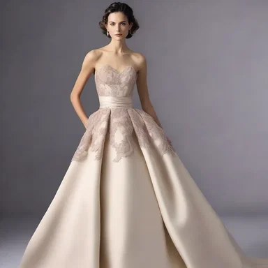 The decrescendo style of the dress, with its gradually decreasing layers, added elegance to the design.