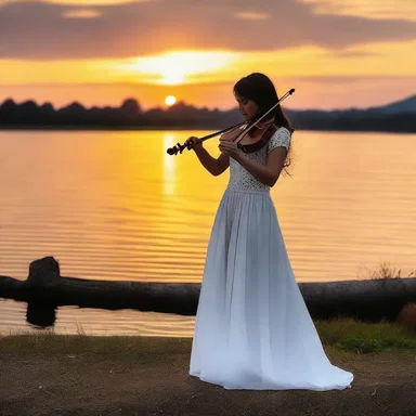 As the sun set over the horizon, the sound of the violin decrescendoed, creating a romantic ambiance.