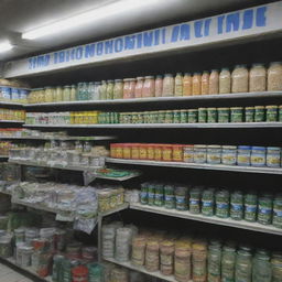 Depict a well-lit shop, with a large, visible notice: 'SONA Boron DAP Available Here'. In the background, a variety of fertilizers, including the prominently featured SONA Boron DAP, are neatly arranged.