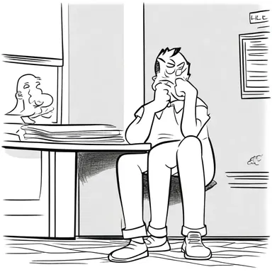 In the cartoon series, the scatty protagonist often gets lost in thought, leading to humorous and unexpected situations.