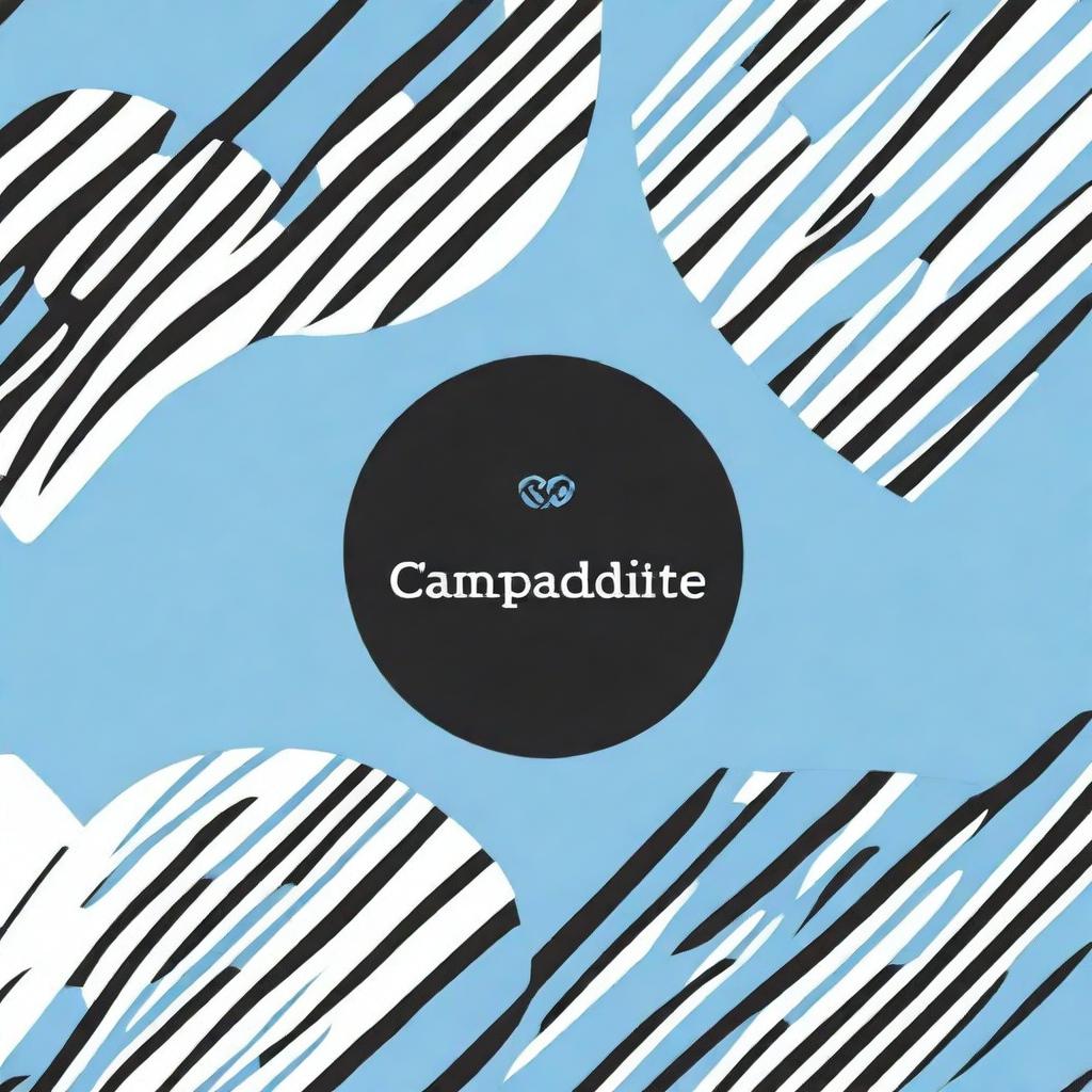 Generate an image with a background of blue and black patterns. In the center, include the text 'Campadite'.