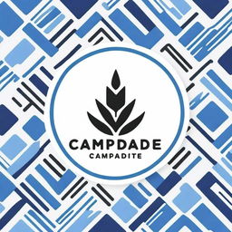 Create an image with a background composed of blue and black patterns