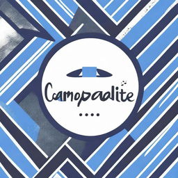 Create an image with a background of blue and black patterns. In the middle, place the text 'Campadite'.