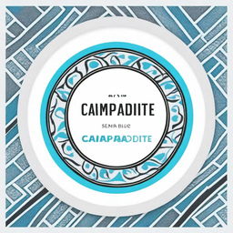 Create an image with a background of blue and black patterns. In the middle, place the text 'Campadite'.