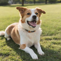 A lively and adorable dog enjoying a sunny afternoon in a grassy park.