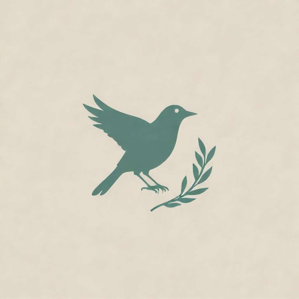 A logo that incorporates a bird motif, designed with natural, subtle, and eco-friendly tones.