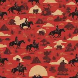 Vibrant patterns inspired by the game Red Dead Redemption 2, depicting iconic characters, scenery, and elements in a creative and stylish manner.