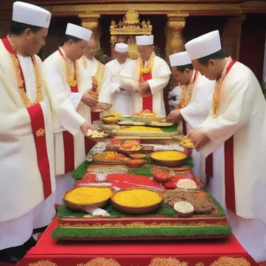 During the religious ceremony, the priests performed the loading of offerings onto the altar.
