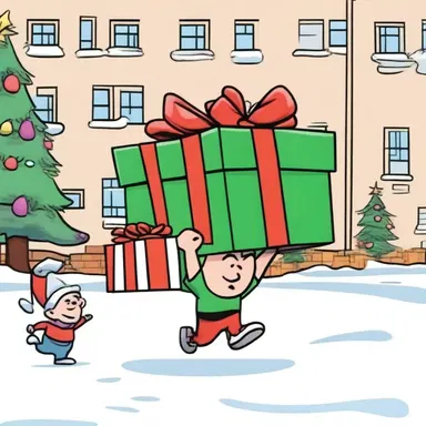 In the cartoon, the character carried a large loading of presents on his back.