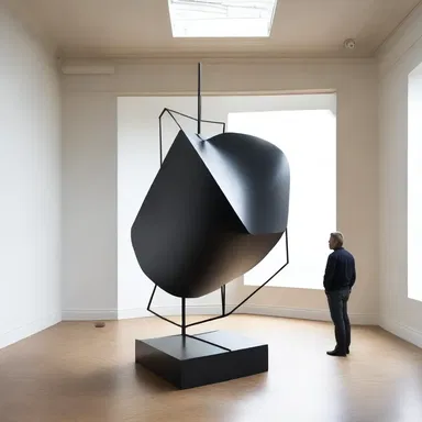 The artist created a sculpture that represented a heavy loading balanced on a delicate structure.